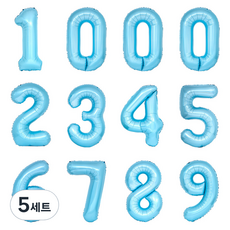 PartyIsland 數字鋁箔氣球 12入組 40cm, 5套, 藍色