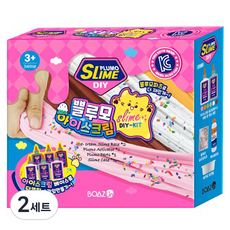 보아스린 쁠루모 DIY 아이스크림 슬라임, 2세트, 혼합색상