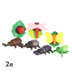Iwako 造型橡皮擦 昆蟲森林 1組, 可拆卸, 組合式, 2組