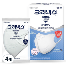 크리넥스 유한킴벌리 라이트핏 마스크 KF94 중형, 8개입, 4개, 화이트