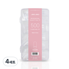 Jello Jello 人工指甲片 500p 組, 4個, 方形透明