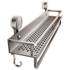 SUNORO 無痕吸盤式浴室置物架, 灰色, 1個