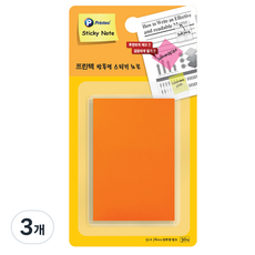 프린텍 반투명 스티키 노트 접착메모지 CL5176O, 반투명 형광 주황, 30매, 3개