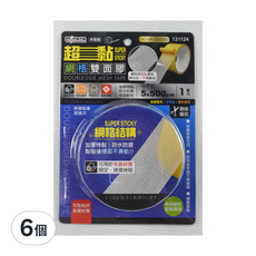 minono 米諾諾 網格雙面膠 500cm x 5cm 超黏性 防水防潮 適用於各種材質, 6個, 131124