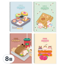 DADA SOSOFUN 兒童國語10格螺旋筆記本 4入組 (款式隨機), 8個, 隨機出貨