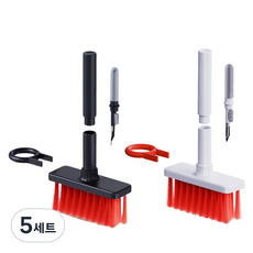 블체 5 in 1 키보드 에어팟 다용도 청소솔 2종 세트, 화이트 + 레드, 블랙 + 레드, 5세트