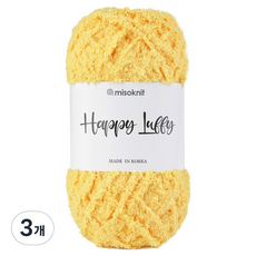 misoknit Happy Loopy 柔軟超細纖維睡眠編織紗 80g, 105 黃色, 3個