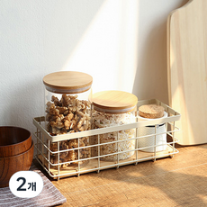 自然風鐵製籃, 象牙白, 2個