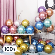 윰스 파티 크롬메탈 라운드 풍선, 혼합색상, 100개