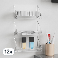 예홈 다용도 포켓 벽걸이 수납함, 투명, 12개