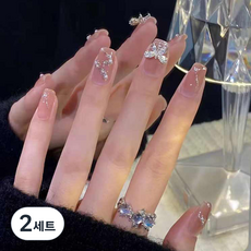 Collection美甲貼片24件組 Z-62, Ribon Silver Butterfly Parts, 2組