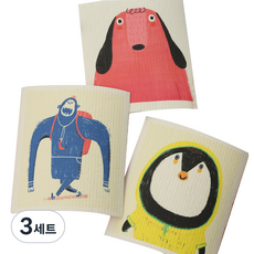 brwd 요술 셀룰로오스 애니멀드로잉 키친타월 3종 세트, 3세트