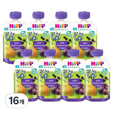 HiPP 喜寶 有機水果副食品 李子黑醋栗配梨, 100g, 16個, 綜合口味(梨/李子/黑醋栗)