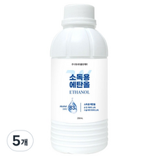 더블유제약 소독용 에탄올, 5개, 250ml