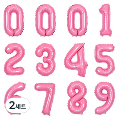 joyparty 數字鋁箔氣球 小 12入組, 粉紅色, 2套