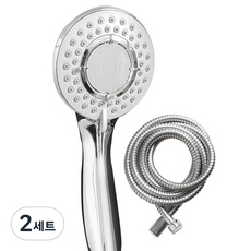 아이언피팅 3기능 플러스 샤워기 헤드 + 2m 샤워줄, 2개, 실버