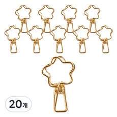 微笑夾式迴紋針, 20個, 金色花朵