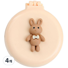 Rosae 馬卡龍小熊與兔子氣墊鏡梳, 蝴蝶結兔子米色, 4個