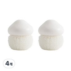 머쉬룸 주방 솔 수세미 화이트, 4개, 1개입