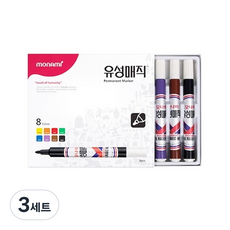 모나미 유성매직 세트, 8색, 3세트
