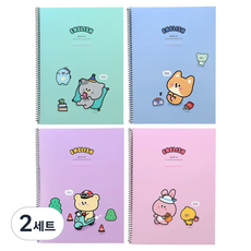 PINKFOOT 小不點朋友們 3行英文筆記本 4種套組, 2套, 天空藍, 薄荷綠, 紫色, 粉紅色