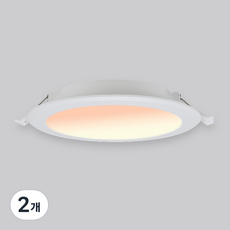 KDT LED 욕실 화장실 다운라이트 20W 150mm, 화이트 + 전구색, 2개