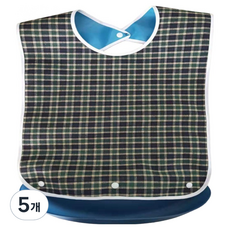 로시테라 성인용 방수 턱받이, S 그린체크 + 실리콘, 5개