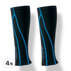 phiten 銀谷 X30 小腿套 黑藍色 M, 黑色 + 藍色, 4入