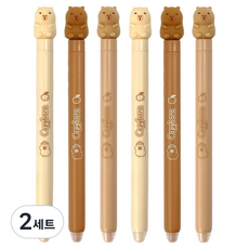 Joseonmunbanggu 軟萌水豚可擦式中性筆 0.5mm 3款 x 2入組
