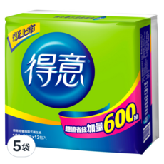 得意 抽取式衛生紙 150張, 12包, 5袋