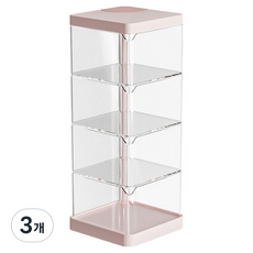 윈프라이스 미니 화장품 메이크업 소품 4단 보관함, 핑크, 3개