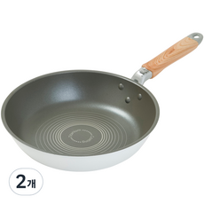 니토리 인덕션 티타늄 코팅 우드 핸들 프라이팬 화이트, 26cm, 2개