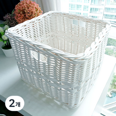 Rattan Shop 方形收納籃 B402, 白色, 2個