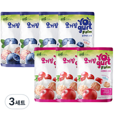 프로엠 요거팜 쌀로 만든 스낵 블루베리 30g x 4p + 크랜베리 30g x 3p, 현미, 3세트