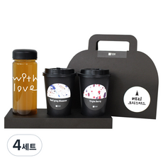 1AM 쥬뗌므 블랜딩 프리미엄 차세트 검은뚜껑, 보틀 + 스티커 with love + 얼그레이 블라썸 3p + 트리플 베리 3p + 패키지 블랙 메리크리스마스, 4세트