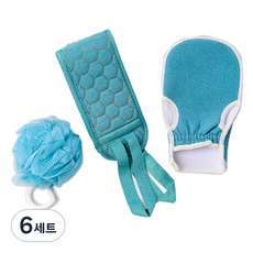 미동마켓 소프트 샤워타올 3종 세트, 블루, 6세트