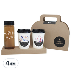 1AM 쥬뗌므 블랜딩 프리미엄 차세트, 크라프트 패키지 + 티백세트(테이크아웃잔 2p + 얼그레이 블라썸티 3p + 트리플 베리티 3p) + with love 보틀스티커 + 검은뚜껑 보틀 + 메리크리스마스 패키지 스티커, 4세트