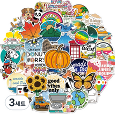 예스몰 무지개 다꾸 포카 꾸미기 팬시 스티커 50종, 레인보우, 3세트