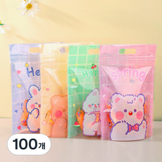 可愛角色禮物袋 手提夾鏈袋 回禮包裝袋, 100個, 隨機出貨