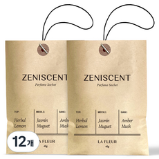 제니센트 퍼퓸 사쉐 옷장방향제 본품, 40g, 12개, 라 플레르