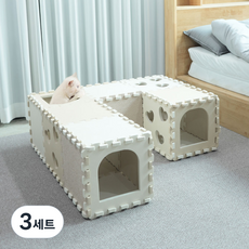딩동펫 고양이 퍼즐 조립형 스크래쳐 하우스 26p 세트, 베이지, 3세트
