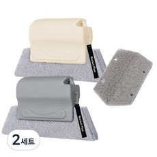 Market Plan 窗戶窗框縫隙清潔刷2款 + 補充包100入組, 灰色(刷子), 米色(刷子), 2套