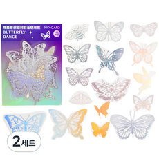 MoCard Olive Party 閃亮亮粉雷射手帳裝飾防水貼紙 15款 x 3張組合, 蝴蝶, 2套