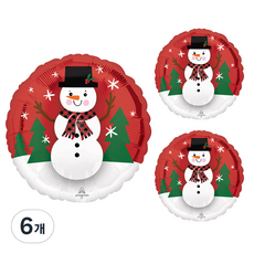 PARTYSHOW 聖誕節微笑雪人鋁箔氣球 45cm, 6個, 混合色