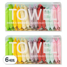 휴대용 압축 포장 일회용 세안타월 7종 x 2p 세트, 화이트, 6세트