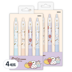 JAVAPEN JJUBA FRIENDS N Jetline 0.38mm 4入組, 紫色, 薄荷綠, 蜜桃色, 藍色, 4套