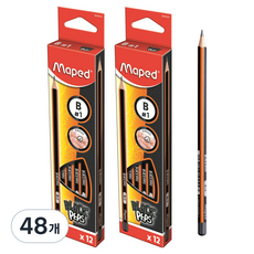 Maped Black Peps 三角握桿鉛筆 2B, 48個, 混合顏色