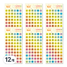 쁘띠팬시 싱글벙글 칭찬스티커 DA5237, 혼합 색상, 12개