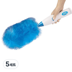 포시즌 스핀더스터 전자동 롱먼지떨이 + 건전지 4p, 화이트블루, 5세트