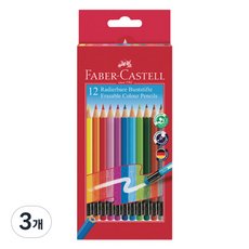 FABER-CASTELL 輝柏 動畫 116612 可擦拭色鉛筆, 3個, 12色